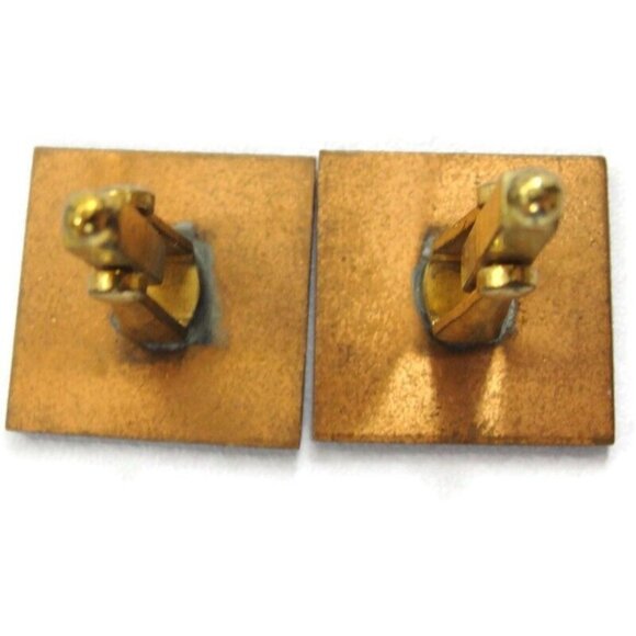 Red Enamel Copper Cufflinks Square Shirt Accessories Wedding Vintage - Picture 5 of 11
